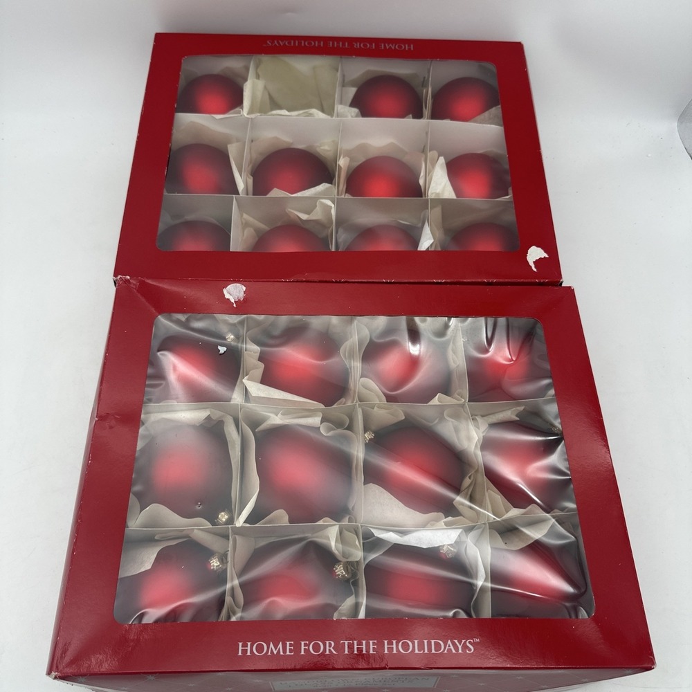 Home for the Holidays EUROPEAN HANDBLOWN Glass Ornament BALL 8cm 2 BOX 23 Total
